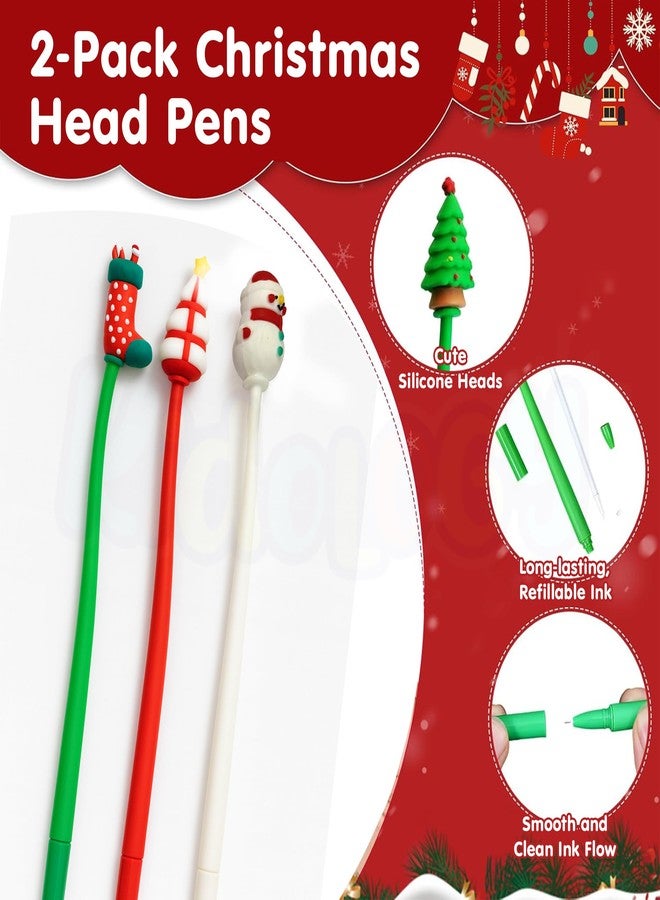 Kidology 6 Pcs. Christmas Stationery Gift Set for Kids - Holiday Pens, Pencils, Slap Band, Erasers, Santa Diary & Gift Wrap | Random Festive Colors & Designs - Image 4